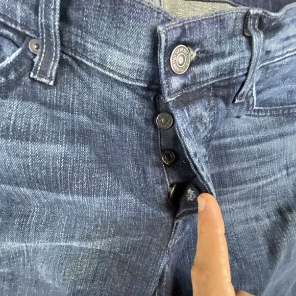 7 For All Mankind Jeans Mens 34x30 Blue Button Fly Denim Nate Bootcut Distressed - Picture 4 of 9